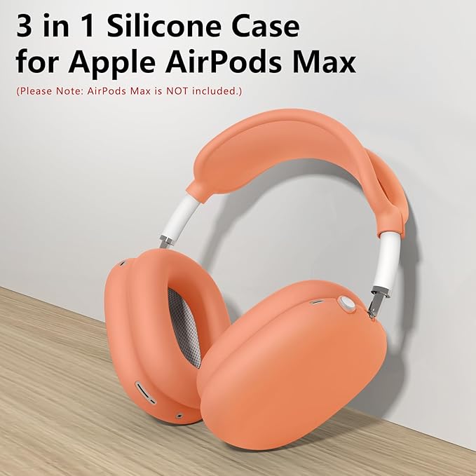 Silicone Case Cover for AirPods Max Headphones, Ear Pad Case Covers/Ear Cups Covers/Headband Cover for AirPods Max (USB-C/Lightning)(2024/2020), Soft Silicone Accessories for Apple AirPod Max, Salmon