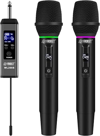 UHF Wireless Microphone System, 99-Ch Dual Handheld Mics RGB