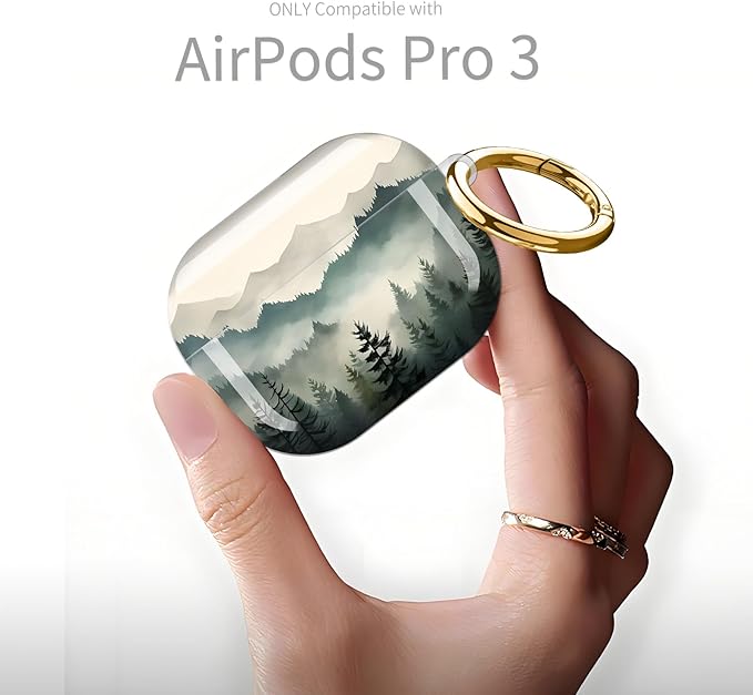 Compatible with AirPod Pro 3rd Generation Case 2025,Fashion Protective Cover with Keychain, Anti-Scratch, Drop Protection,Shockproof Cover for AirPod Pro 3 Women(Misty Forest)