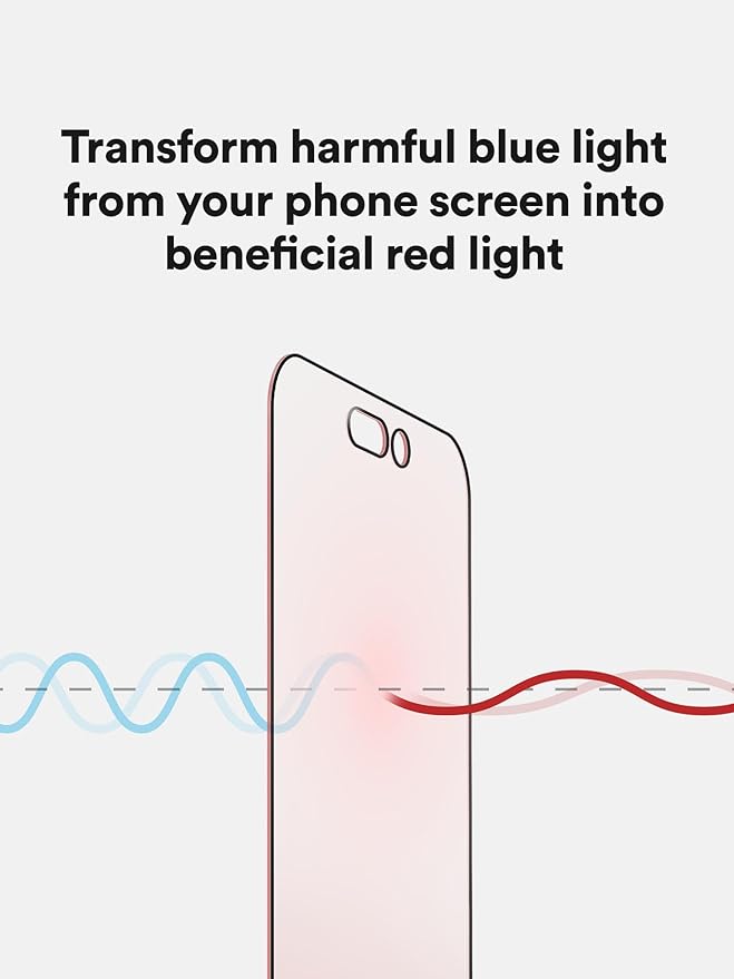 BodyGuardz Red Light Converter Screen Protector – Passive Red Light Therapy for Face - Promotes Better Sleep, Healthier Skin, Reduced Eye Strain – 9H Tempered Glass, Easy Install (iPhone 17 Pro / 16 Pro)