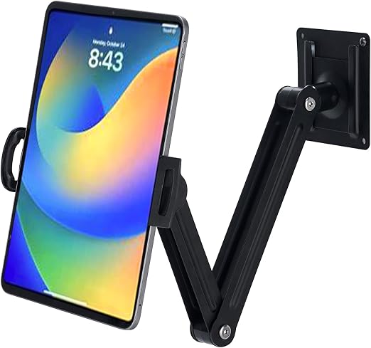 Adjustable Wall Mount Tablet & Phone Holder, 360° Rotating, 4-12.9 inch Compatible, for Hospital, Office, Home
