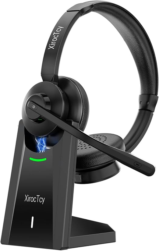 Wireless Headset with Mic for Work, Bluetooth Headset, Mic Clear Calls, Wireless Headphones with AI Noise Cancelling Microphone (Bluetooth 5.3 & Mic Mute), for Laptop(Without USB Dongle)