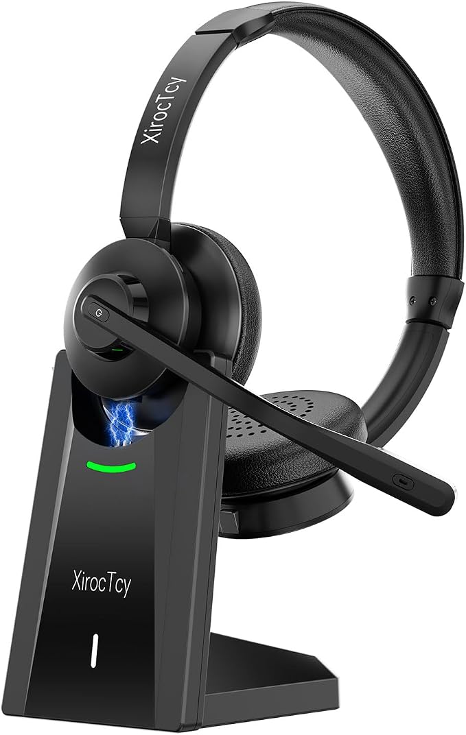 Wireless Headset with Mic for Work, Bluetooth Headset, Mic Clear Calls, Wireless Headphones with AI Noise Cancelling Microphone (Bluetooth 5.3 & Mic Mute), for Laptop(Without USB Dongle)