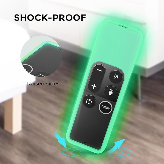 AhaStyle Compatible with Apple TV Remote Cover with AirTag Holder, Anti Slip Silicone Case for 2017 Apple TV 4K 1st Generation and 2016 Apple TV HD(Glow Blue)