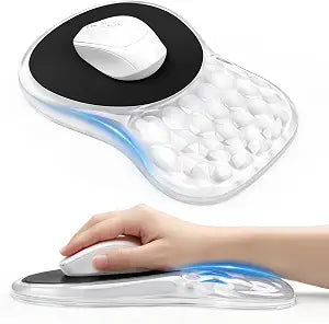 Clear Ergonomic Mouse Pad Wrist Support with Massage Design, Wrist Rest Pain Relief Mousepad with Gel&Non-Slip Silicone Base, Mouse Pads for Wireless Mouse & Desk
