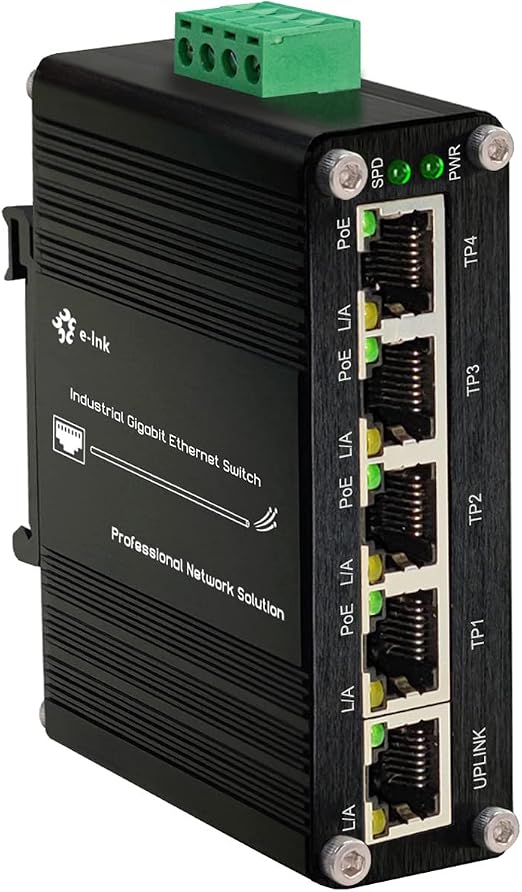 5-Port Gigabit PoE Industrial Unmanaged DIN-Rail Switch, 30W/Port, 10Gbps