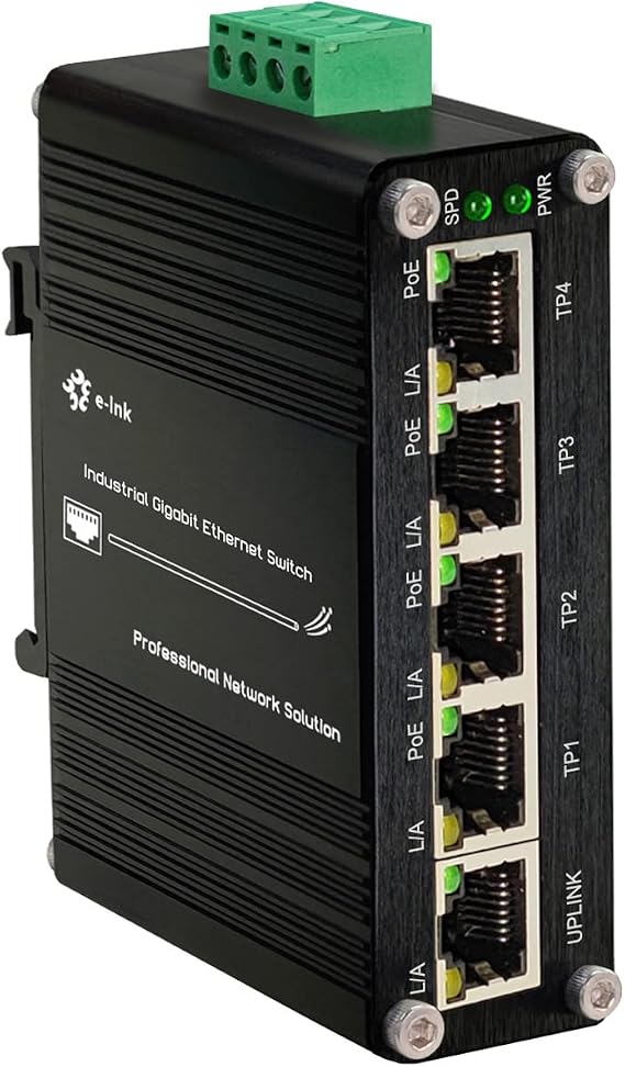 5-Port Gigabit PoE Industrial Unmanaged DIN-Rail Switch, 30W/Port, 10Gbps