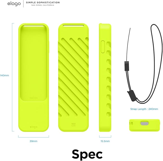elago R3 Protective Case Compatible with 2022 Apple TV Siri Remote 3rd Generation, Compatible with 2021 Apple TV Siri Remote 2nd Gen - Great Grip, Shock Absorption, Drop Protection [Neon Yellow]