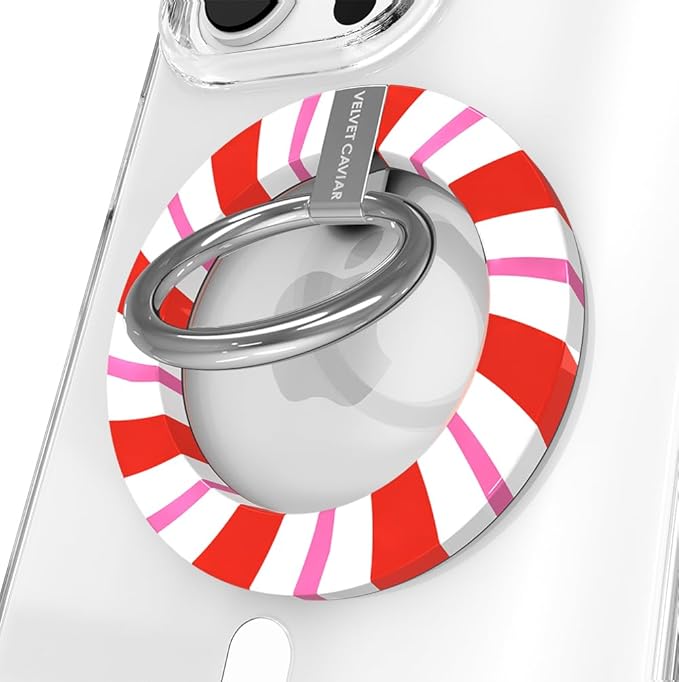 VELVET CAVIAR Compatible with MagSafe Phone Grip - Magnetic Ring Holder with Adjustable Stand - Removable MagSafe Accessories for iPhone 16, 15, 14, 13, 12 (Christmas Peppermint Princess)