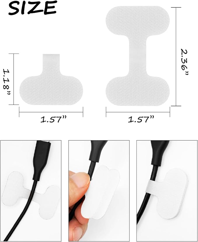 32 Write On Wire Labels - White, 1.2" x 0.63" for Electronics & Computers Cable Management