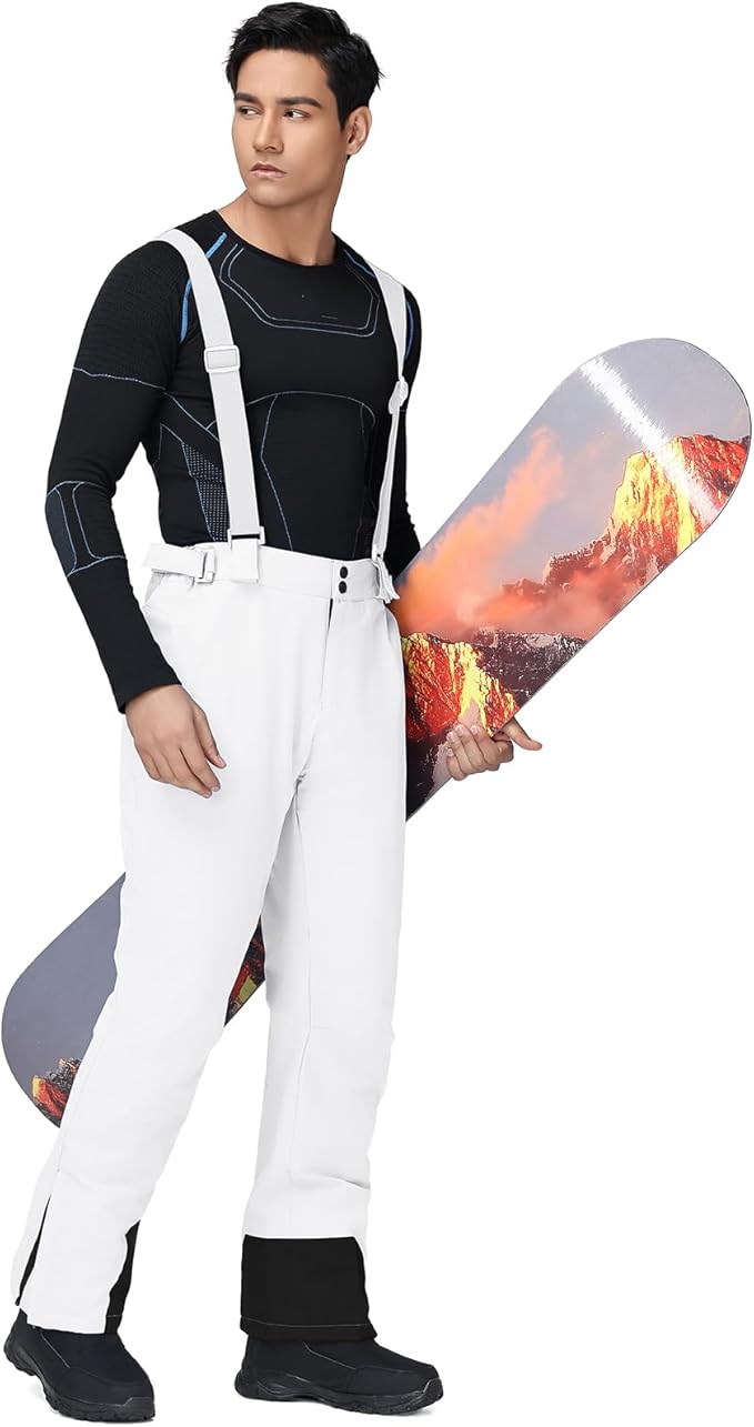 RIUIYELE Men's Ski Pants Insulated Snow Bibs Warm Winter Snowboard Bibs Overalls Waterproof Winterproof with Suspenders