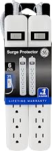GE 6-Outlet Surge Protector, 3 Ft Extension Cord, 450 Joules, Power Strip - Image 1