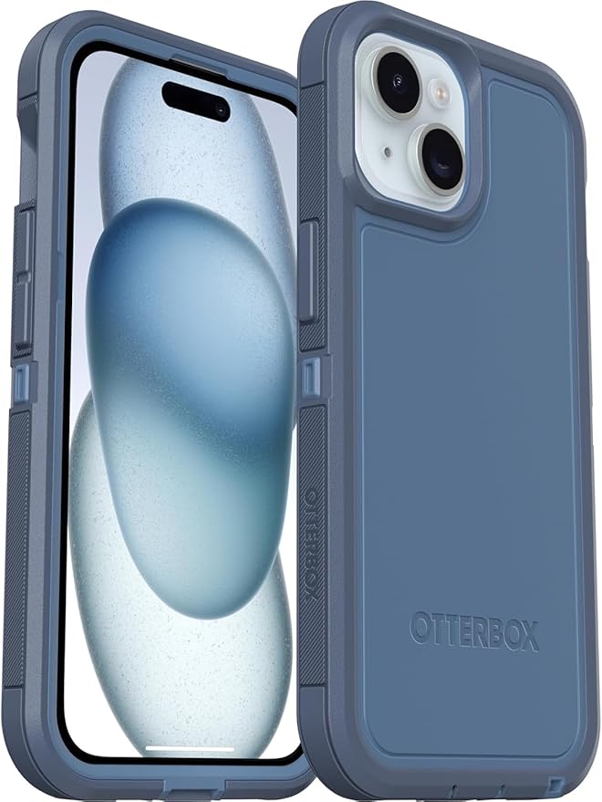 OtterBox iPhone 15, iPhone 14 & iPhone 13 (Only) - Defender Series XT Case - Baby Blue Jeans (Blue) - Screenless - Rugged - Lanyard Attachment - Microbial Defense Protection - Non-Retail Packaging