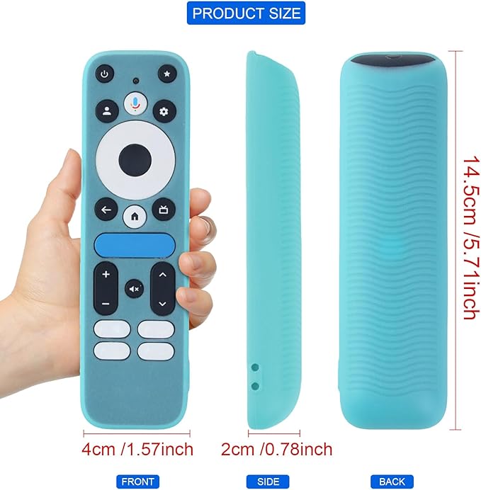 Glow Blue Remote Case for 2025 Onn Google TV Box 4K pro Remote, Silicone Sleeve Compatible with Onn Google TV Remote Washable an-ti Lost Anti-Slip Skin-Friendly