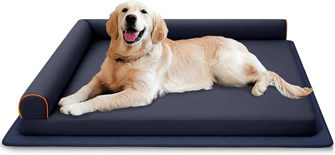 Dog Bed Small Chew Proof Puppy Bed Memory Foam Orthopedic Pet Beds with Anti-Slip Mat Washable Pet Couch Waterproof (Blue)