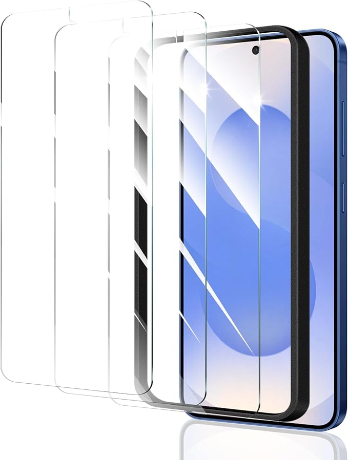 3*Screen Protector for Samsung Galaxy S24+/S24 Plus/S25+/S25 Plus with a Installation Alignment Aid, Double Shatterproof HD Tempered Glass Film, Impact-Protection [9H Hardness][Anti-Shatter][Anti-Scratch]
