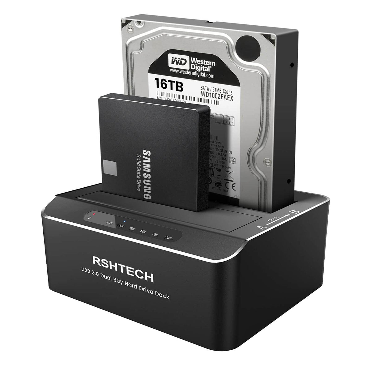 RSHTECH Hard Drive Docking Station,Aluminum Dual Bay USB 3.0 SATA HDD Dock