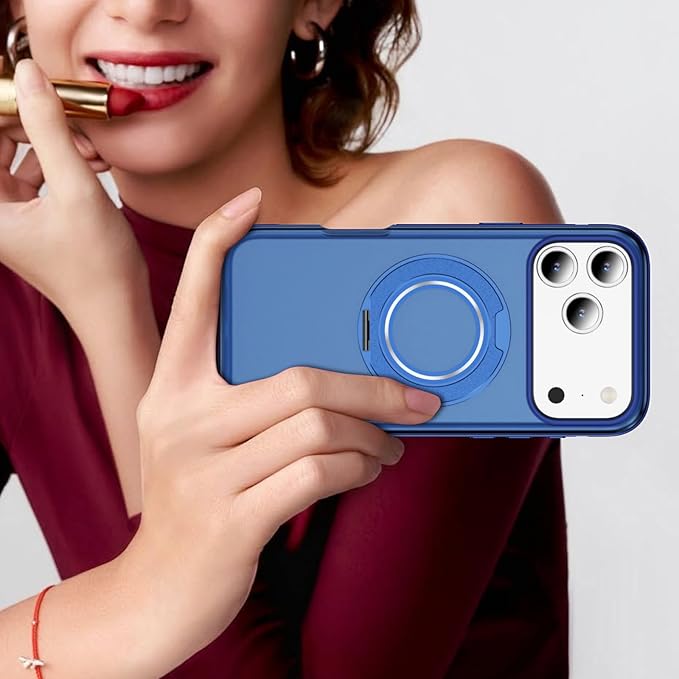 for iPhone 17 Pro Case [Compatible with Magsafe] [15 FT Military Grade Drop Protection] with Screen Protector & Lens Protector,Shockproof Kickstand Phone Case for iPhone 17 Pro (Blue)