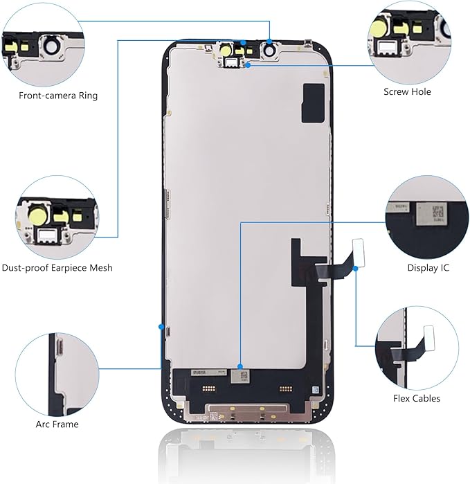 for iPhone 14 Plus Screen Replacement Black 6.7 Inch, LCD Touch Digitizer Complete Display for A2886, A2632, A2885, A2888, A2887,with Waterproof Seal+Tempered Glass+Repair Tools