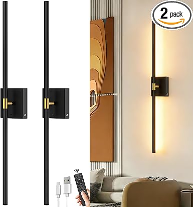 iThird Battery Operated Wall Sconces Set of 2: 10000mAh Rechargeable Wireless Wall Lights, 360° Rotatable Magnetic Wall Lamp, 4CCT Dimmable LED Wall Lighting for Bedroom Living Room Hallway, 31.7in