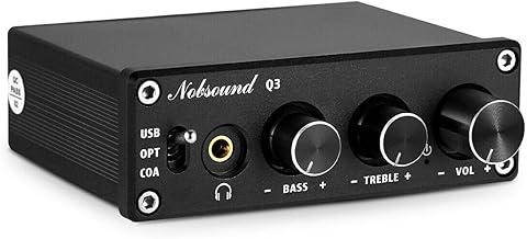 Nobsound Q3 Mini USB DAC Digital to Analog Converter Audio Adapter Headphone Amp Amplifier with Optical Coaxial Inputs & Treble Bass Tone Control - Image 1