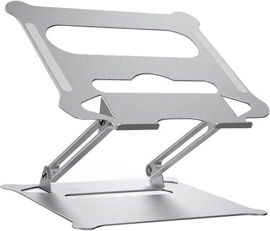Aluminum Alloy Foldable Laptop Stand Adjustable Height Notebook PC Holder Portable Silver Laptop Support for Home Office and Travel Use