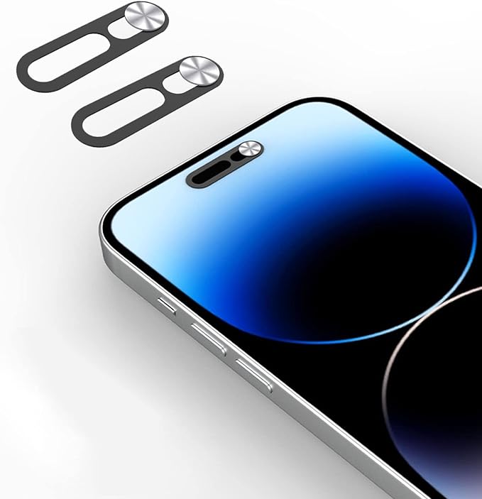 Front Camera Cover , Camera Cover Compatible with iPhone 14Pro/14Pro Max/iPhone15/15Puls/15Pro/15ProMax/iPhone16/16Pro/16Plus/16Pro Max,Webcam Cover Protector Protect Privacy and Security(2PCS,Silver)