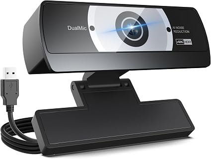 4K Webcam for PC - 4K Ultra HD Computer Camera with PDAF Autofocus, AI Noise-Canceling Mic, USB Plug & Play, 80° FOV & Auto Lighting Correction for Laptop & Desktop (Social Streaming Video Call​)​