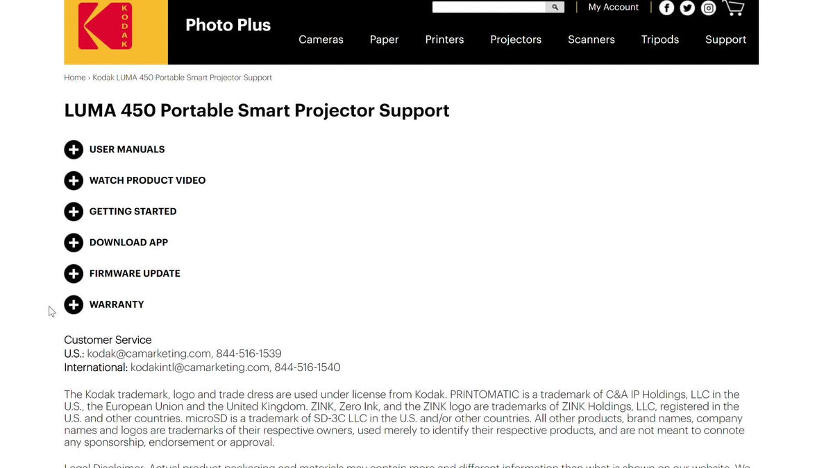 KODAK Luma 450 Smart Projector, Native 1080p, WiFi, Tripod