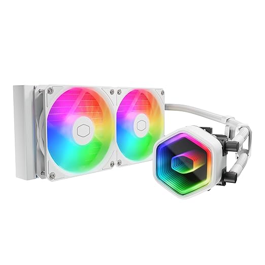 Cooler Master 240 Core II Liquid CPU AIO Cooler ??240mm Radiator, Dual ARGB PWM Fans, Infinity Mirror Dual-Chamber Pump, Quiet Cooling & Easy Installation, AMD AM5/AM4 & Intel LGA 1851/1700, White