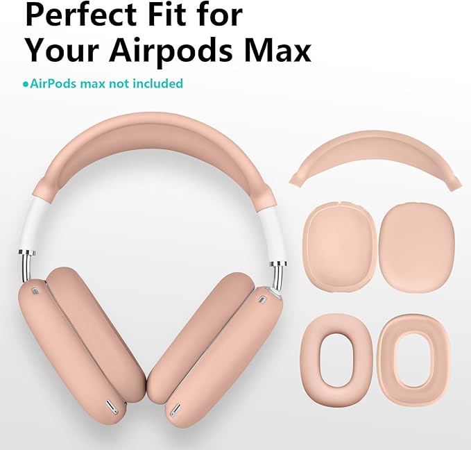 Case for Airpods Max Headphones, Ear Pad Case Cover/Ear Cups Co ver/Headband for AirPods Max (USB-C/Lightning)(2024/2020), Silicone for Apple Airpod Max, Accessories Cases(Milk Tea)
