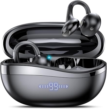Clip-On Open Ear Earbuds Wireless Bluetooth 6.0 with Heart Rate Monitor