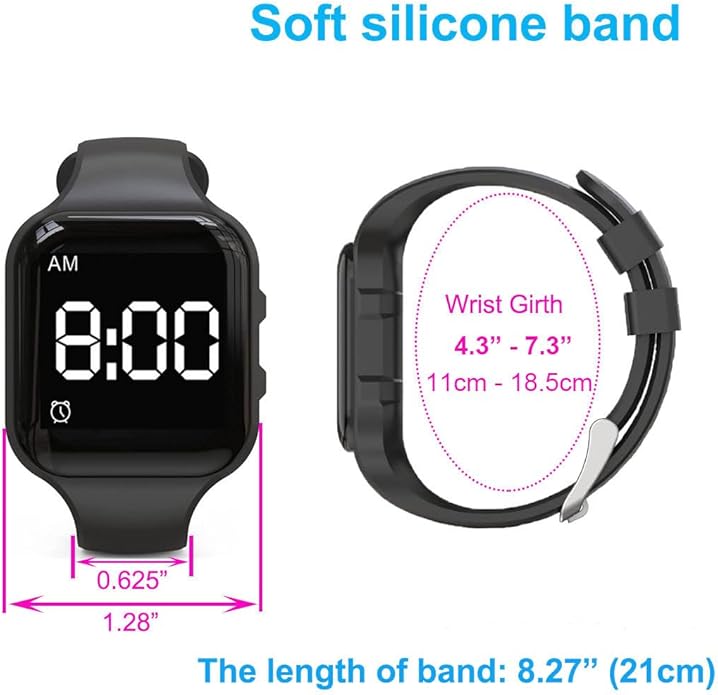 Vibrating Alarm Watch Water Resistant Wake Up Wristband Silent Pill Reminder Watch - with Timer and 15 Daily Alarms