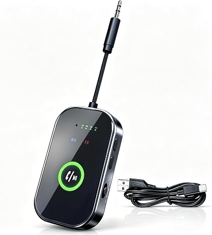 Bluetooth 6.0 Transmitter Receiver, 2-in-1 Wireless Audio Adapter for Plane