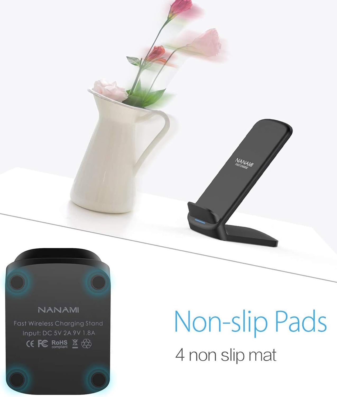 Fast Wireless Charger Stand – Dual Angle, Compatible with iPhone & Samsung Galaxy