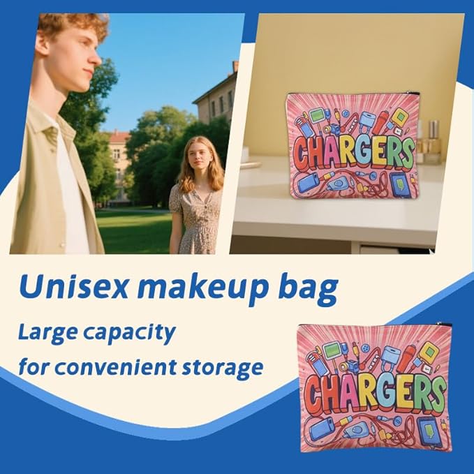 Chargers Makeup Bag for Women Charger Organizer Bag Charger Storage Cosmetic Bag for Girls Christmas Birthday Gifts for Friend Daughter Chargers Organizer Travel Accessories Cosmetic Pouch