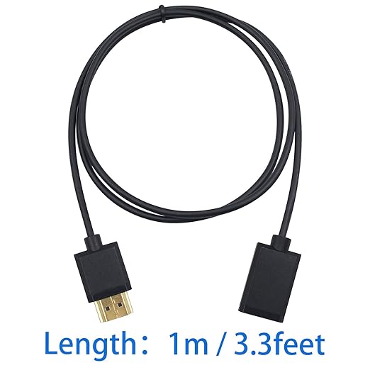 Duttek HDMI Extender Cable, 4K HDMI Cable, Extremely Thin HDMI Male to Female Cable Compatible for Nintendo Switch, Xbox One S 360, PS5, PS4, Roku TV Stick, Blu Ray Player, etc 1M/3.3FT