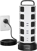 JACKYLED Power Strip Tower Surge Protector, 20 AC 6 USB (2 USB C), 1050J - Image 1