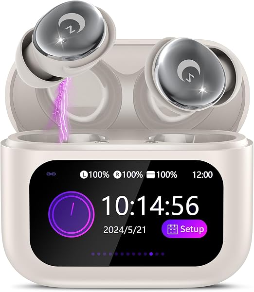 2026 Sleep Earbuds Bluetooth 5.4 in Ear Smart Touch Screen Ear Buds, 48H Playtime Mini Sleep Headphones Small Design for Side Sleepers, 5 EQ Modes, Crystal-Clear Calls, IPX7 Waterproof Earphones Beige