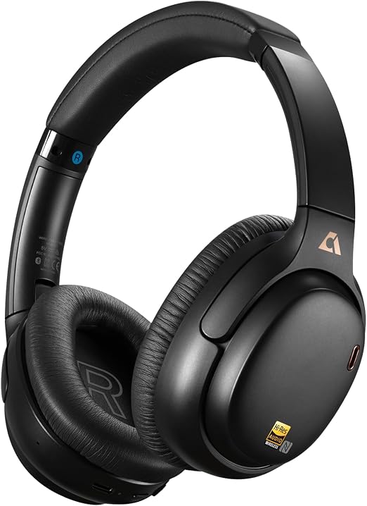 1Mii Noise Canceling Headphones Wired & Wireless for Airplane Travel, Black