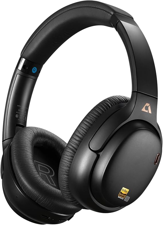 1Mii Noise Canceling Headphones Wired & Wireless for Airplane Travel, Black