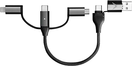 Futurizta Tech [Upgraded] Zeus-X 6-in-1 Universal Multi Cable (0.65ft/0.2m) Fast Charging 60W Laptop PD, QC3.0 & 27W Fast Charging & Data Sync, Military Grade Braided with Cable Organizer Strap