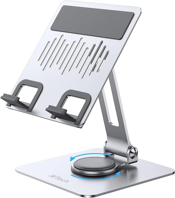 JETech Swivel Tablet Stand for 4-13" Tablets and Phones, Silver