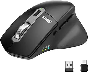 Arteck Multi-Device Wireless Bluetooth Mouse with Nano USB-A, USB-C Receiver Ergonomic Right Hand Silent Clicking Rechargeable Mouse for Computer Desktop PC Laptop Mac iPad and Windows 11/10 iPad OS - Image 1