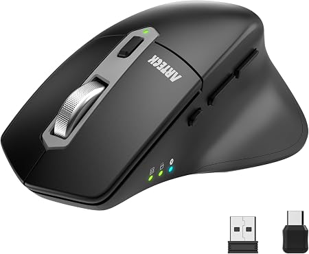 Arteck Multi-Device Wireless Bluetooth Mouse with Nano USB-A, USB-C Receiver Ergonomic Right Hand Silent Clicking Rechargeable Mouse for Computer Desktop PC Laptop Mac iPad and Windows 11/10 iPad OS - Image 3