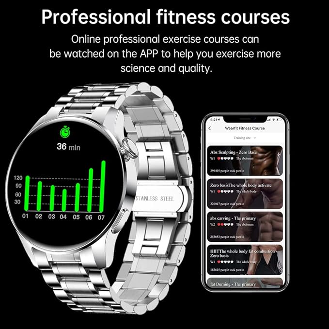 FILIEKEU Bluetooth Calls Smart Watch Men Women Heart Rate Sleep Monitor Steps IP67 Waterproof Sport Fitness Tracker 1.3''Touch Screen Fasion Black Stainless Steel Smart Watches for Android iOS