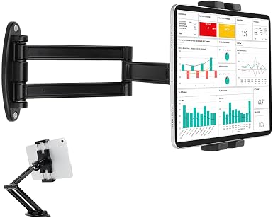 Mippko Foldable iPad Wall Mount Holder,Aluminium Extendable Tablet Wall Mount for 7~12.9 inch Tablets iPad/Nexus/LG G Pads/e-Reader/Switch,Adjustable Extension Articulating Arm Swivels Mount