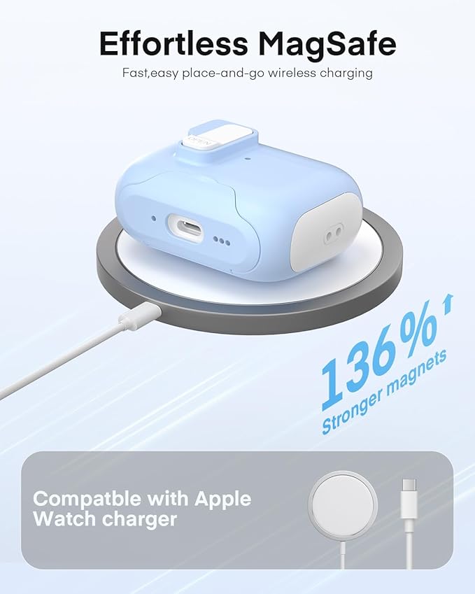 Maxjoy for AirPods Pro 3 Protective Case with Cleaning Kit, Military Hard Case with Lock Shock-Absorbing, White Light Blue
