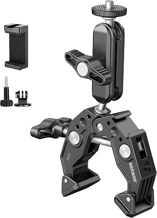 NEEWER Super Clamp with 3" Dual Ballhead Magic Arm, Cold Shoe, ST83