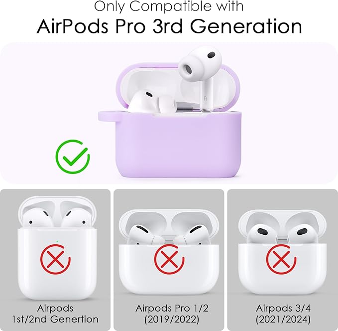 VISOOM for AirPods Pro 3 Case 2025, Silicone Case for Apple Air Pods Pro 3rd Generation Cover Women, Cute iPods 3 Protective Cover with Bling Keychain & Cleaning Kit